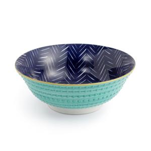 Kitchencraft Mikasa Ramen Bowl Indigo Chevron 21cm